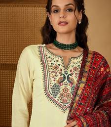 Women ethnic motifs thread work kurta with trousers & with dupatta