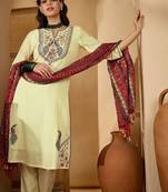 Women ethnic motifs thread work kurta with trousers & with dupatta