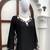 Black rayon satin thread work palazzo suit set