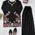 Black rayon satin thread work palazzo suit set