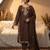 Brown roman embroidered kurti palazzo set with dupatta