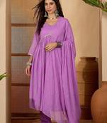 Women ethnic motifs printed empire kurta with trousers & with dupatta