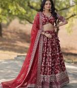 Maroon Viscose Semi Stitched Lehenga Choli with Embroidery & Sequence Work