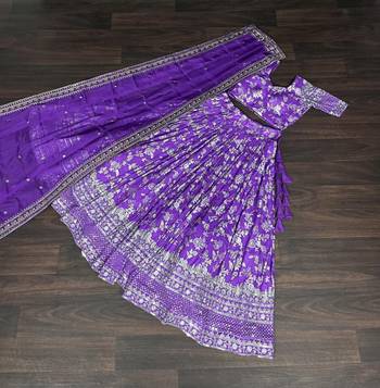 Violet Viscose Lehenga Choli with Embroidery & Sequin Work 2