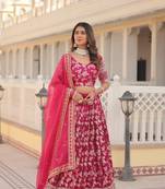 Rani Viscose Semi Stitched Lehenga Choli with Embroidery & Sequence Work