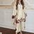 Cream roman glass embroidered suit set with digital print dupatta