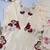 Cream roman glass embroidered suit set with digital print dupatta