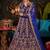 Blue Velvet Semi Stitched Lehenga Choli with Embroidery & Zari Work