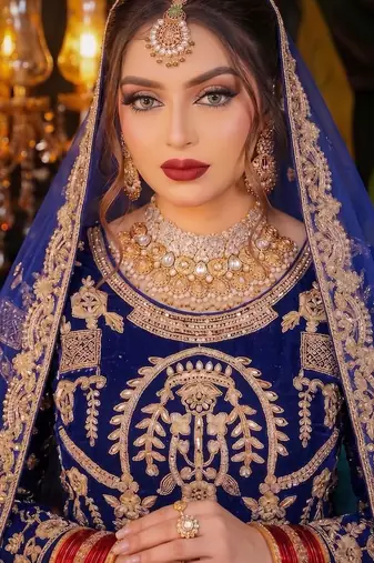 Blue Velvet Semi Stitched Lehenga Choli with Embroidery & Zari Work