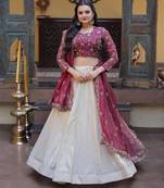 Maroon Silk Semi Stitched Lehenga Choli with Embroidery & Zari Work