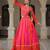 Pink&Red Silk Free Size Stitched Lehenga Choli with Embroidery & Mirror Work