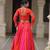 Pink&Red Silk Free Size Stitched Lehenga Choli with Embroidery & Mirror Work