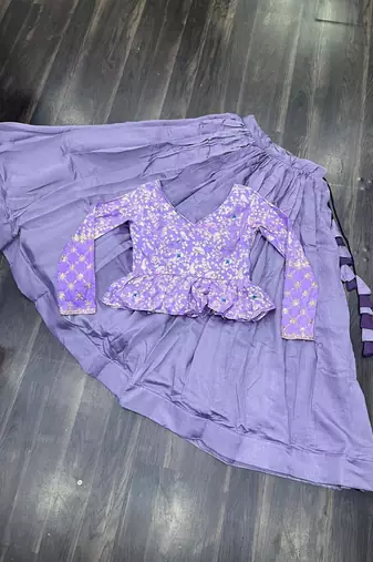 Lavender Simmer Free Size Stitched Lehenga Choli with Embroidery & Jequard Work