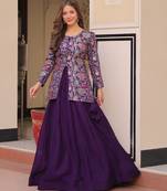 Purple Simmer Free Size Stitched Lehenga Choli with Embroidery & Jequard Work