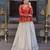 Orange Silk Free Size Stitched Lehenga Choli with Embroidery & Mirror Work