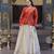 Orange Silk Free Size Stitched Lehenga Choli with Embroidery & Mirror Work