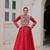 Red Silk Free Size Stitched Lehenga Choli with Embroidery & Mirror Work