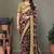 Beige heavy chiffon lace border saree with blouse