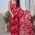 Red smooth chiffon saree with blouse