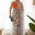 Orange heavy chiffon lace border saree with blouse