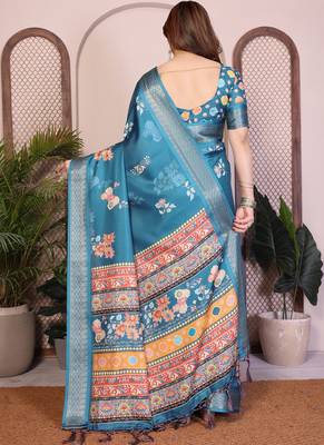 Rama premium cotton silk saree with blouse 2