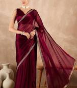 Maroon rangoli sequence saree with blouse