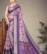 Purple cotton silk saree with blouse