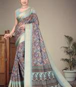 Olive green cotton silk saree with blouse
