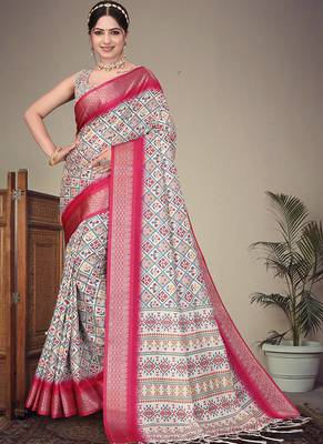 Pink cotton silk saree with blouse 1