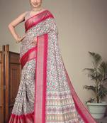 Pink cotton silk saree with blouse