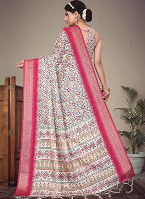 Pink cotton silk saree with blouse 2