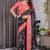 Black pure handloom linen floral printed saree
