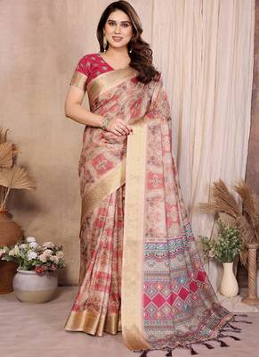 Chiku cotton silk bandhej print saree with blouse 1