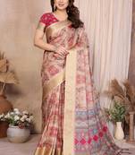 Chiku cotton silk bandhej print saree with blouse