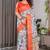 Multi color pure handloom linen floral printed saree