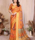 Mustard cotton silk bandhej print saree with blouse