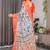 Multi color pure handloom linen floral printed saree