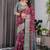 Purple pure handloom linen floral printed saree