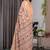 Cream pure handloom linen floral printed saree