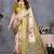 Olive green cotton silk digital print saree with blouse