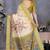 Olive green cotton silk digital print saree with blouse