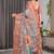 Peach pure handloom linen floral printed saree