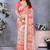 Orange handloom linen cotton digital print saree with blouse