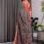 Black pure handloom linen floral printed saree