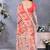 Orange handloom linen cotton digital print saree with blouse