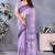 Purple handloom linen cotton digital print saree with blouse
