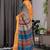 Mustard pure handloom linen floral printed saree