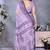 Purple handloom linen cotton digital print saree with blouse