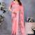 Peach handloom linen cotton digital print saree with blouse