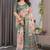 Olive pure handloom linen floral printed saree